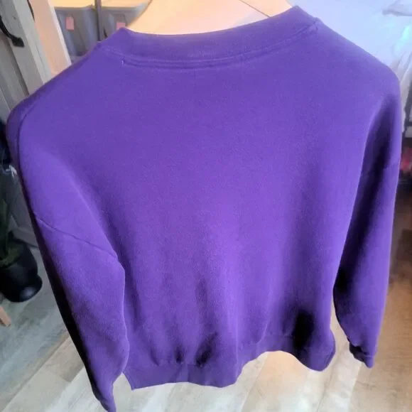 Victoria's Secret VS PINK Varsity Crewneck Purple Spellout Sweatshirt Size XS - Picture 2 of 6